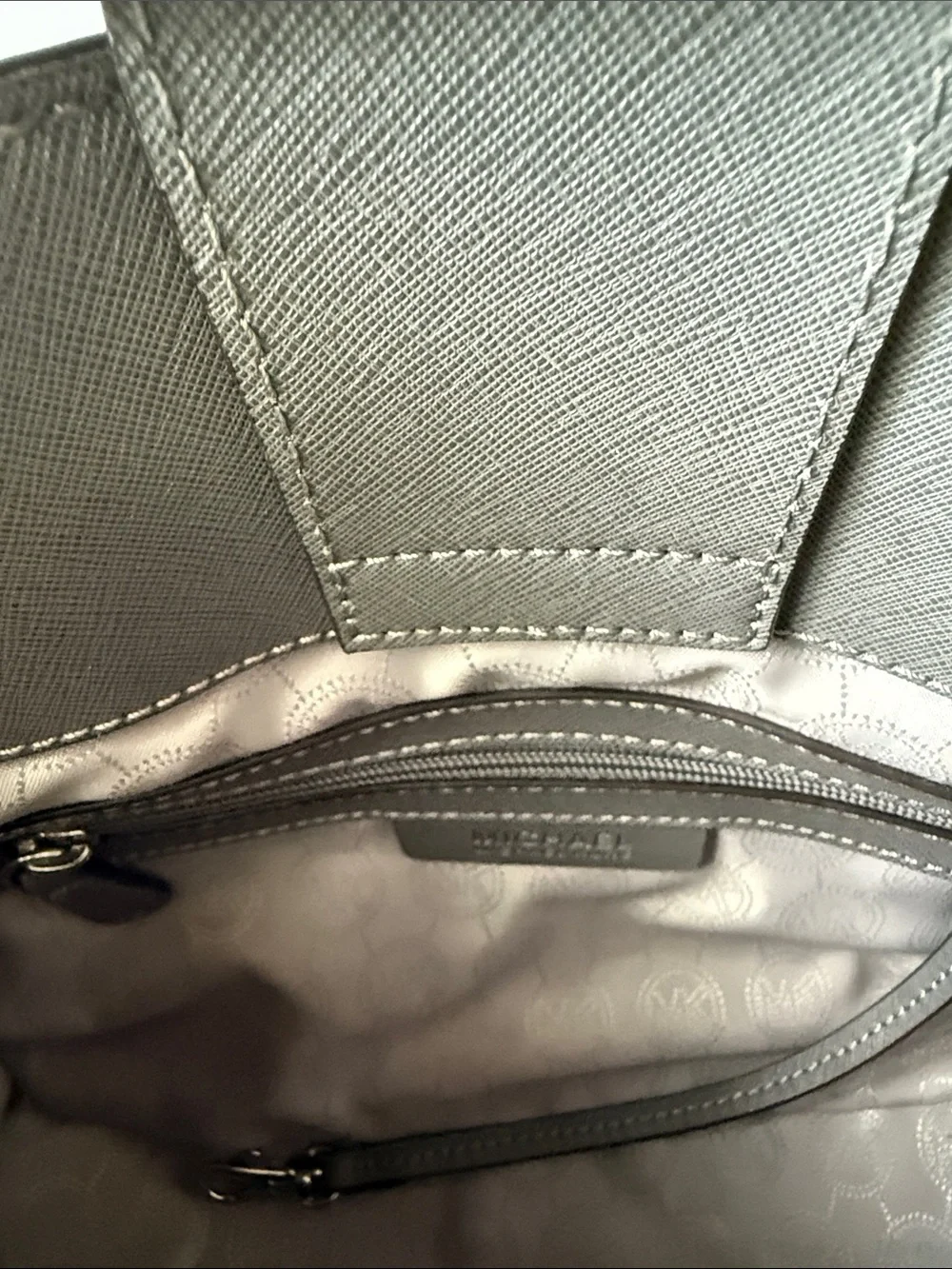 Michael Kors Charcoal Saffiano Leather Satchel with Silver Hardware
